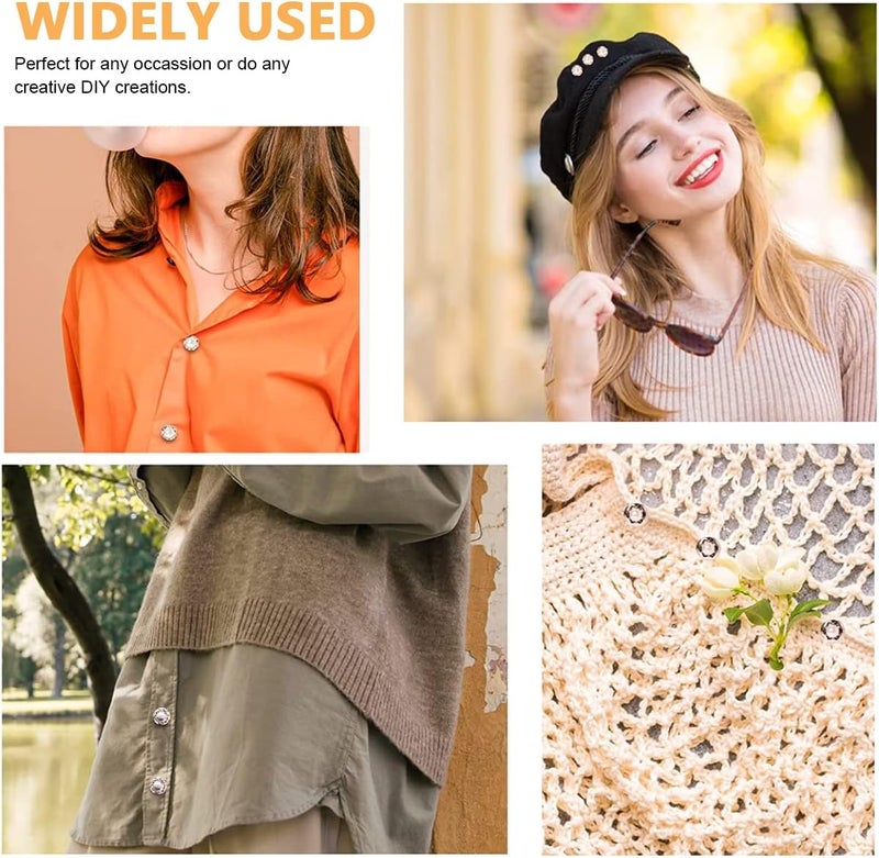 HANNEA® 10 Pcs Pearl Buttons for Clothes, Instant Shirt Brooch Buttons for Women, Rhinestones Cover Up Hijab Saree Pins Brooch for Dress Bags DIY Crafts Decor - Image 4