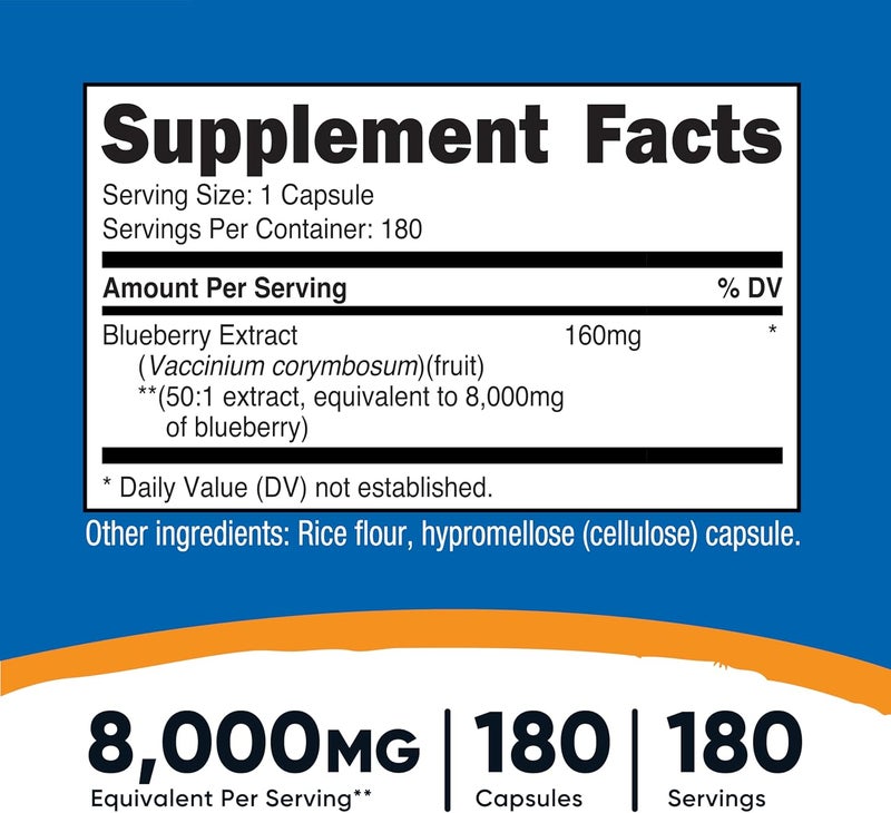 Nutricost Blueberry Extract 8000mg Equivalent from 160mg of 501 Extract 180 Capsules  Vegetarian Gluten Free and NonGMO - Image 2