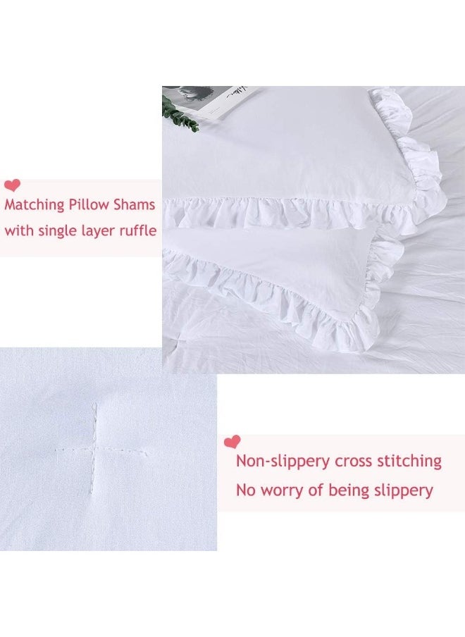 Generic Masaca White Ruffled Shabby Comforter Set King  - Image 5