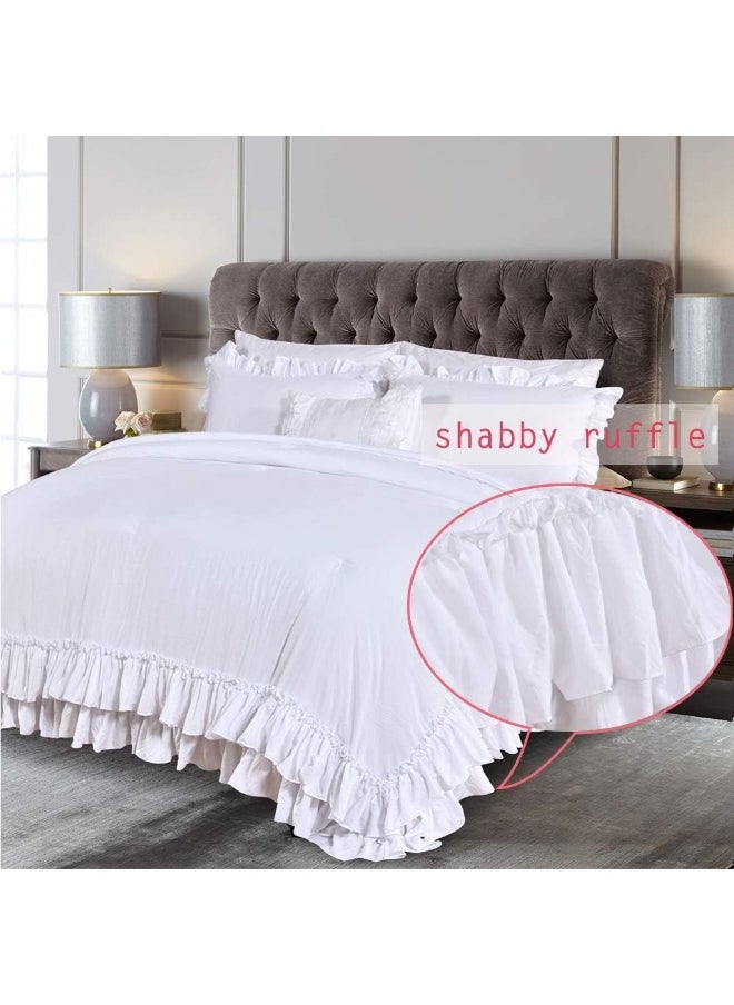 Generic Masaca White Ruffled Shabby Comforter Set King  - Image 2