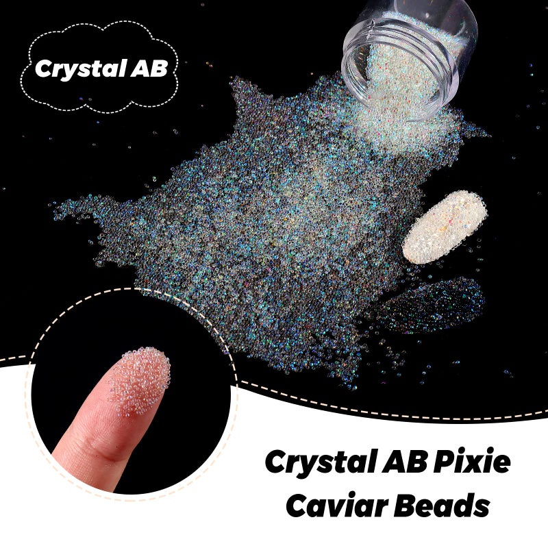 Laza 2 Jars Iridescent Nail Beads, Caviar Beads for Nails, 0.6-0.8mm Micro Pixie Crystals Tiny Nail Gems Glass Bubble Nail Art Rhinestones Colorful Nail Charms for 3D Nail Art Decorations Designs - Image 2