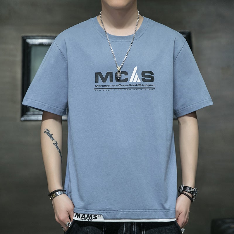 2021 New Summer Short-sleeved T-shirt Men's Extras Large Size Fat Man Loose Half-sleeved Top Base Shirt - Image 1