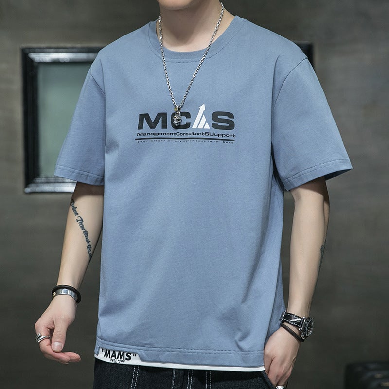 2021 New Summer Short-sleeved T-shirt Men's Extras Large Size Fat Man Loose Half-sleeved Top Base Shirt - Image 5