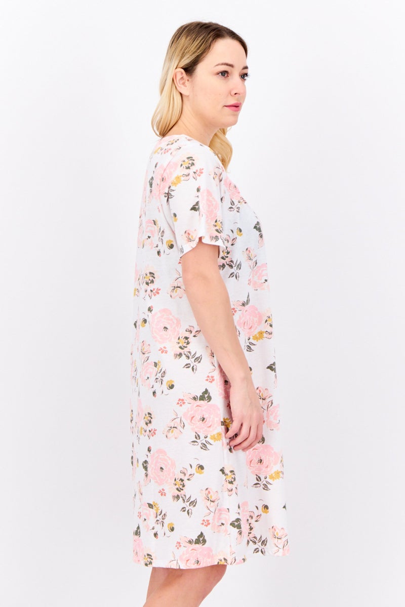 Celestial Dreams Women Floral Print Sleeping Dress, Multicolor - Image 2