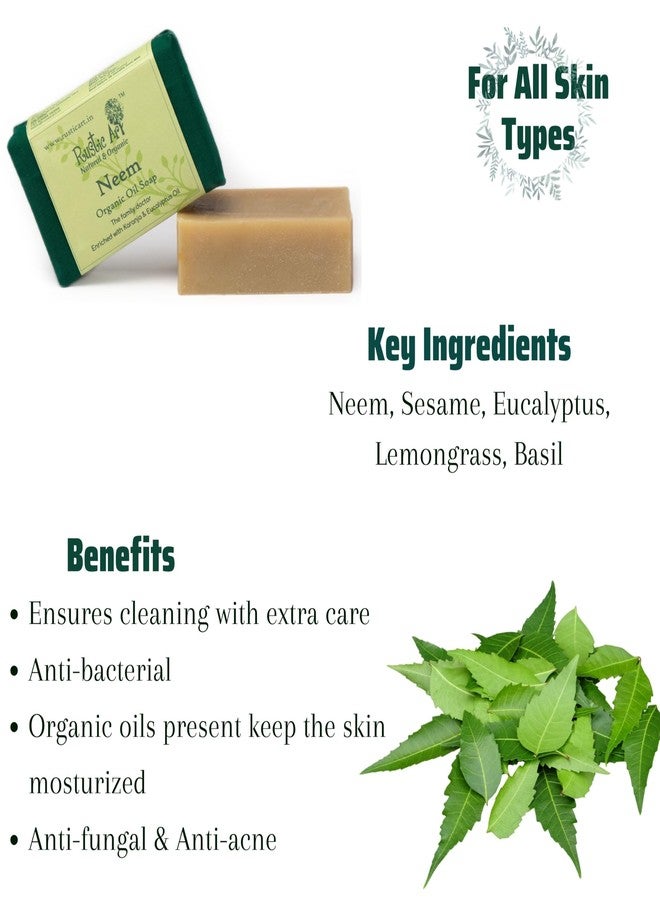 Rustic Art Neem Basil Soap |Body Acne Care | Purifying & Detox | Handmade Organic | For Women & Men | 100g - Image 4