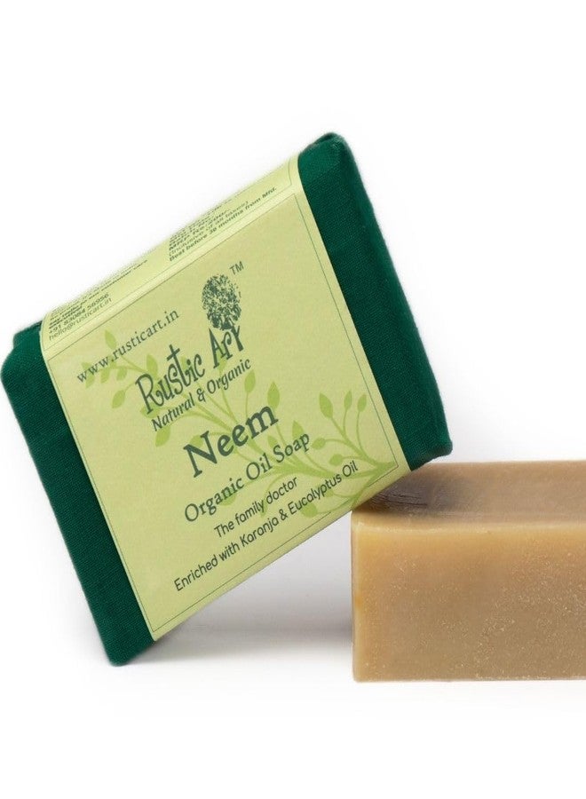 Rustic Art Neem Basil Soap |Body Acne Care | Purifying & Detox | Handmade Organic | For Women & Men | 100g - Image 2