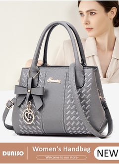 DUNISO Women's Fashion Handbag Faux Leather Crossbody Bag For Women Large Capacity Bow Trim Tote Bags Top Handle Satchel Fashionable Travel Shoulder Bag For Ladies  - Image 1