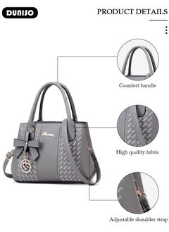 DUNISO Women's Fashion Handbag Faux Leather Crossbody Bag For Women Large Capacity Bow Trim Tote Bags Top Handle Satchel Fashionable Travel Shoulder Bag For Ladies  - Image 2