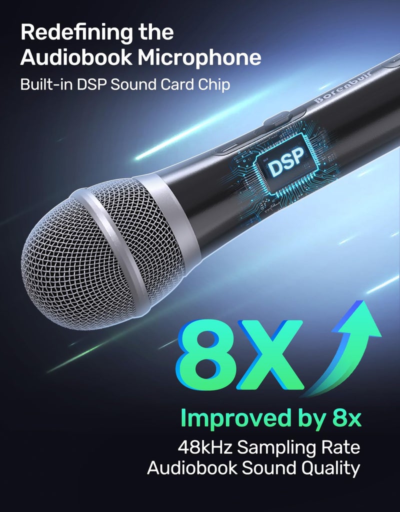 Borenbuir Audiobook Recording Equipment for Home, USB/XLR Dynamic Microphone, Noise-Canceling Handheld, Studio Mic Kit, Ideal for Reading Aloud, Narration, Voice-Over Work - Image 4