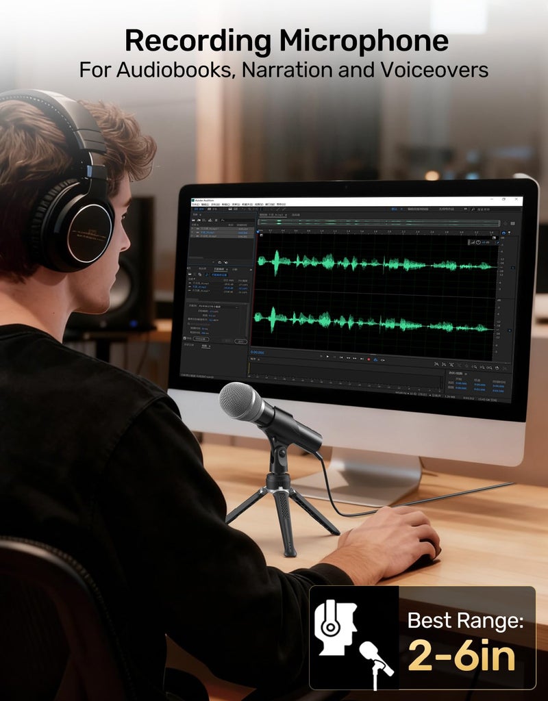 Borenbuir Audiobook Recording Equipment for Home, USB/XLR Dynamic Microphone, Noise-Canceling Handheld, Studio Mic Kit, Ideal for Reading Aloud, Narration, Voice-Over Work - Image 2