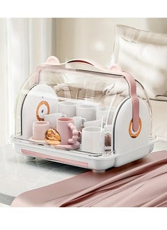 Little tots Baby Desktop Storage Box With Lid, Dustproof Bottle, Drain Storage Rack, Baby Tableware, Food Supplement Tool, Finishing And Storage Pink Color  - Image 1