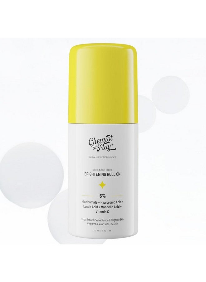 Chemist at Play Roll On Serum For Neck, Knee & Elbow With 6% Vitamin C+ Hyaluronic Acid + AHAs + Niacinamide + Ceramides | Exfoliates, Removes Pigmentation, and Hydrates Dry Skin | 1.4 fl oz. - Image 1