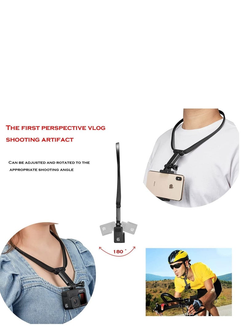 Action Camera Neck Holder Mount Bracket for Gopro POV/VLOG, Extendable Selfie Kit, Compatible with MAX Hero, DJI, Coyote, AKASO and Cell Phone Cycling Travel - Image 3
