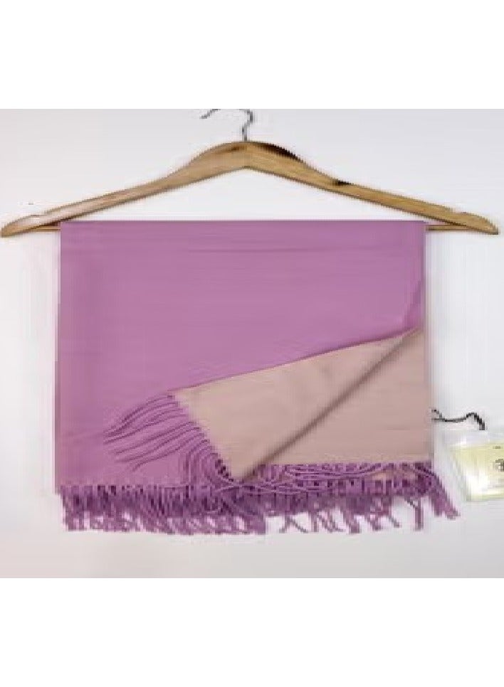 cashmere Super Soft Cashmere Mix Plain 2 Tone Reversible Winter Scarf With Tassels