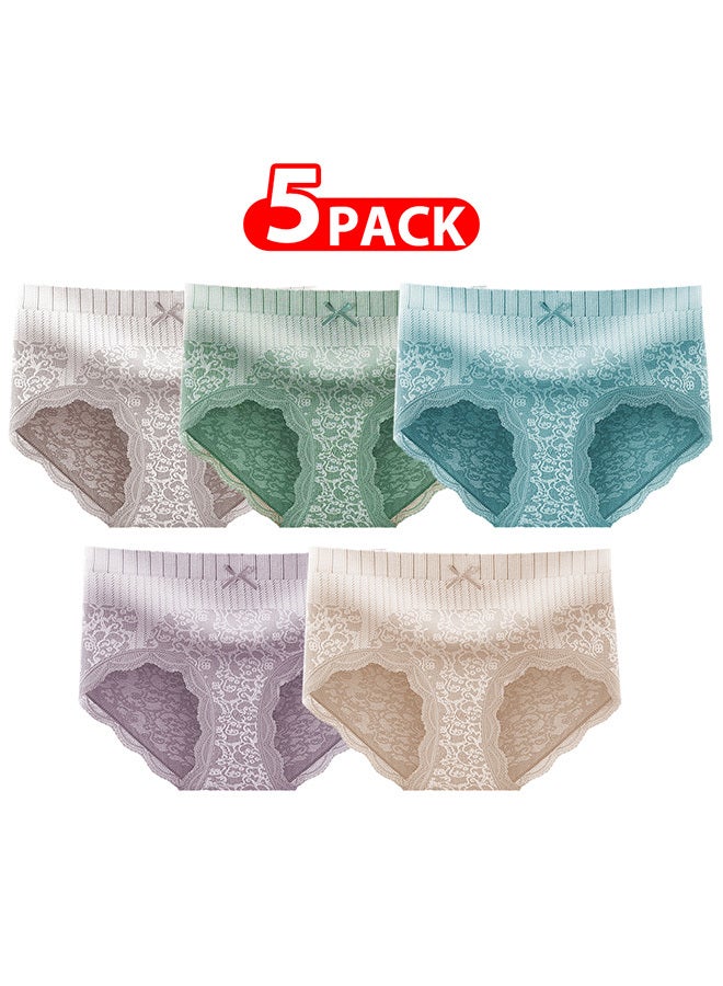 MARGOUN 5 Packs Women's Medium Size Lace Panties with High Waist Comfortable and Stylish Underwear for a Flattering Silhouette (Medium 160/85) - Image 1