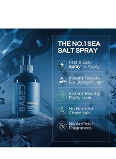 Based BASED BODYWORKS Sea Salt Spray, Natural Finish Sea Salt Spray for Hair, Gives Volume and Texture, Enriched with Seaweed and Vitamin B5, Lightweight and Non-Greasy, Paraben Free  - Image 2