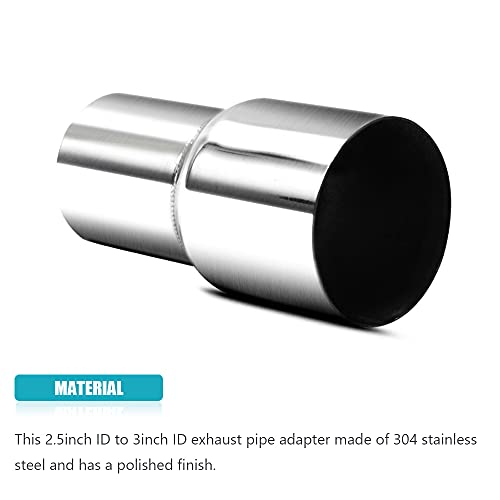 A ABIGAIL Universal 2.5" ID to 3" ID Exhaust Pipe Adapter Connector Reducer 304 Stainless Steel 2.5 Inch to 3.0 Inch 2 1/2” ID to 3.0” ID kit - Image 5