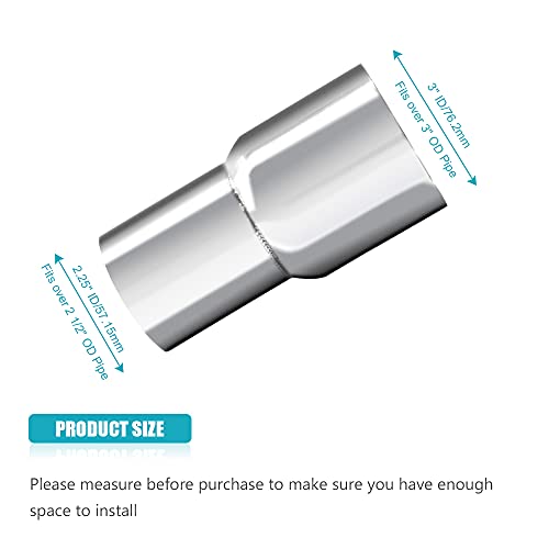 A ABIGAIL Universal 2.5" ID to 3" ID Exhaust Pipe Adapter Connector Reducer 304 Stainless Steel 2.5 Inch to 3.0 Inch 2 1/2” ID to 3.0” ID kit - Image 2