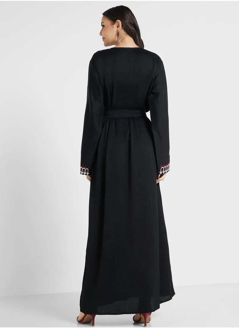 hayas closet Embroidered Belted Jalabiya