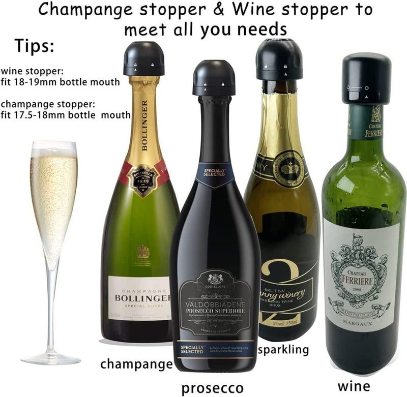 ARQIVO Wine Champagne Stopper Reusable Plastic SiliconeChampagne Wine Stopper Sealer Twist to Seal Bottle Down Without Leaking Both Pack of 4 - Image 5