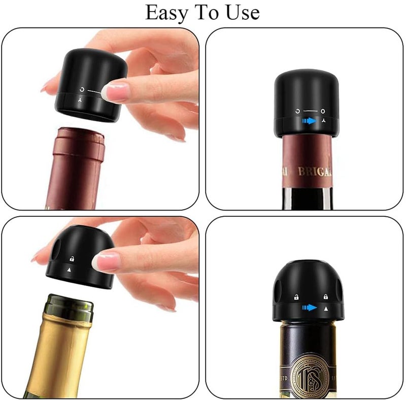 ARQIVO Wine Champagne Stopper Reusable Plastic SiliconeChampagne Wine Stopper Sealer Twist to Seal Bottle Down Without Leaking Both Pack of 4 - Image 4