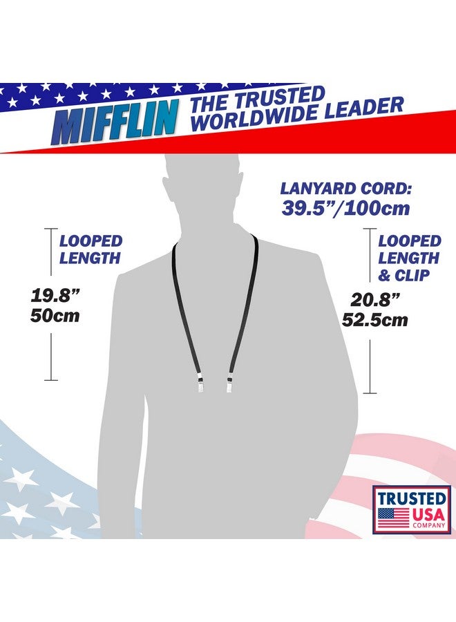 MIFFLIN-USA - Bulk Flat Lanyards w/Two Bulldog Clips - 39 Inch, Black, 50 PK - Comfortable Neck Straps for ID Badges + Convenient Hooks for Face Mask & Card Holders - Image 3