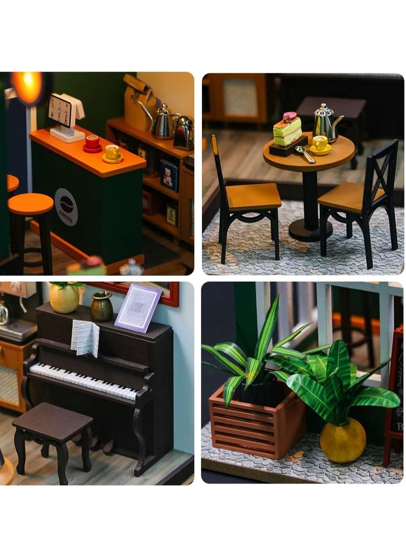 general DIY miniature dollhouse kit, mini house making kit with furniture and lights, small house kit for adults, birthday, hobby handmade gifts between holidays, coffee house - Image 3
