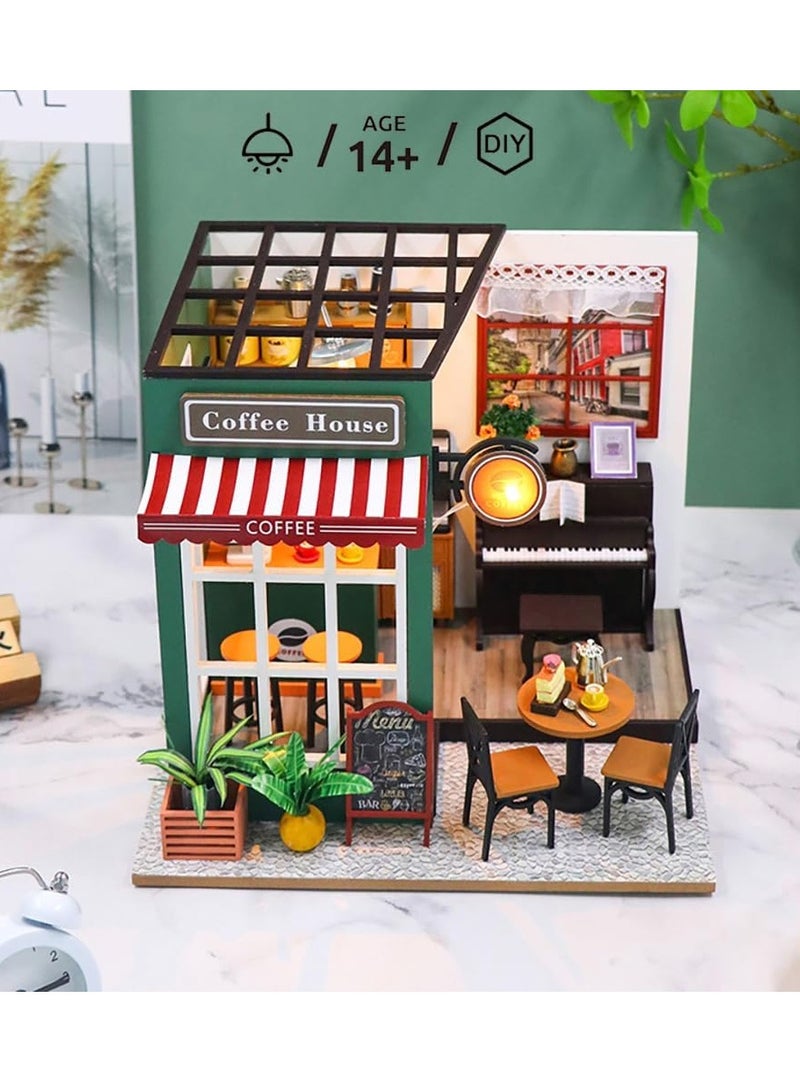 general DIY miniature dollhouse kit, mini house making kit with furniture and lights, small house kit for adults, birthday, hobby handmade gifts between holidays, coffee house - Image 5