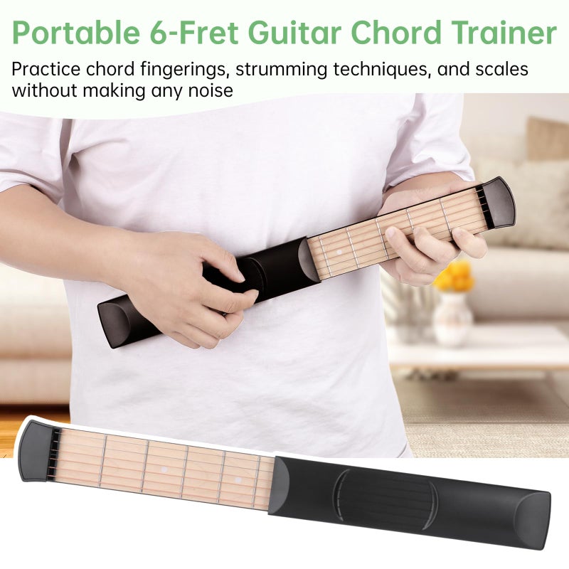 Anjetan 6-Fret Guitar Chord Trainer, Pocket Guitar Practice Neck, Portable Guitar Practice Tool, Guitar Chord Trainer for Beginners, 6-String Guitar Fingerboard for Home, Travel - Image 3