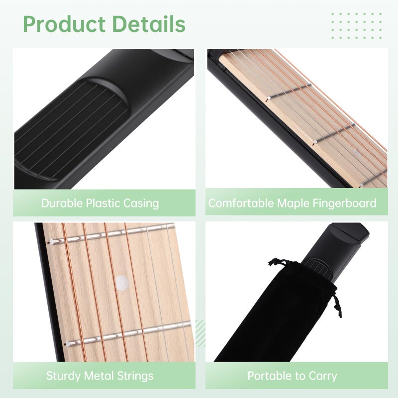 Anjetan 6-Fret Guitar Chord Trainer, Pocket Guitar Practice Neck, Portable Guitar Practice Tool, Guitar Chord Trainer for Beginners, 6-String Guitar Fingerboard for Home, Travel - Image 4