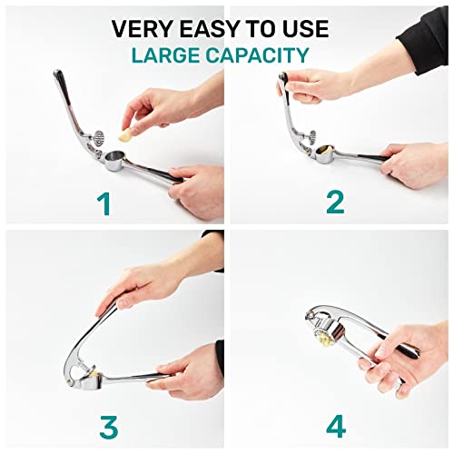 HiramWare Garlic Press, Premium Rust Proof Kitchen Garlic Mincer Crusher Squeezer with Ergonomic handle, Ginger Crusher with Good Grip, Easy to Clean, Dishwasher Safe - Image 4