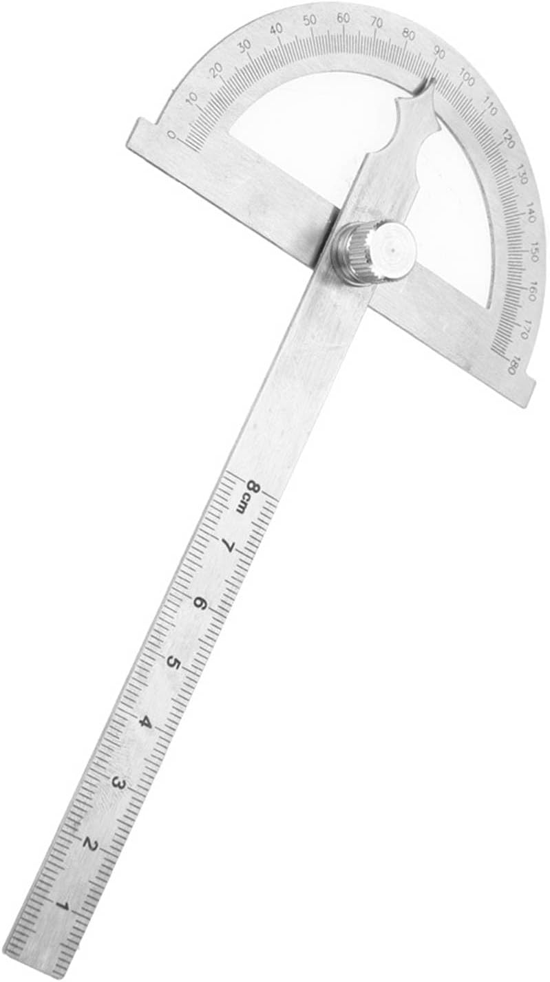 Stainless Steel Goniometer Protractor 0 180 Degree Angle Gauge with 15cm Ruler 80 120mm - Image 1