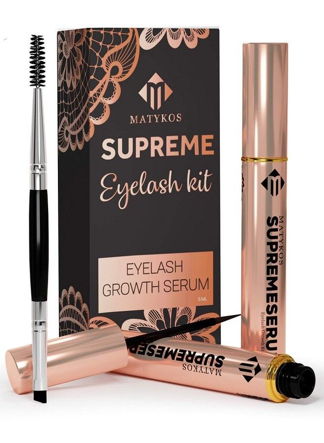 Matykos Organic Eyelash Growth Serum Vegan Lash Enhancer & Primer Improved Formula With Biotin and Oat Grow Peptides for Longer Thicker Lashes and Eyebrows  - Image 1