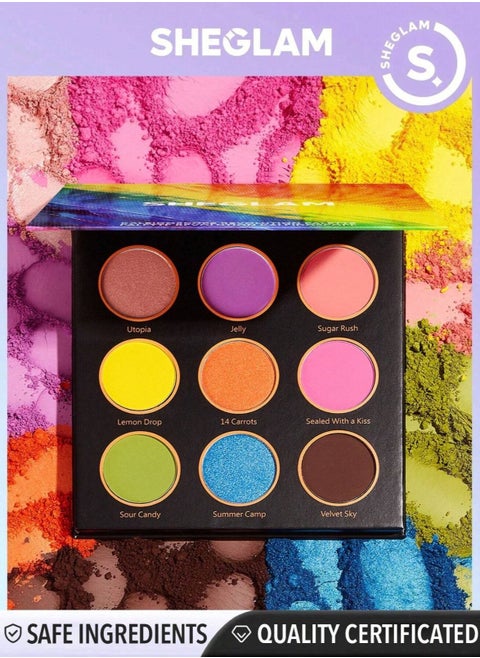 SHEGLAM Rainbow Revolution Palette 9-Clolor Metallic Shimmer Eyeshadow Palette 10g