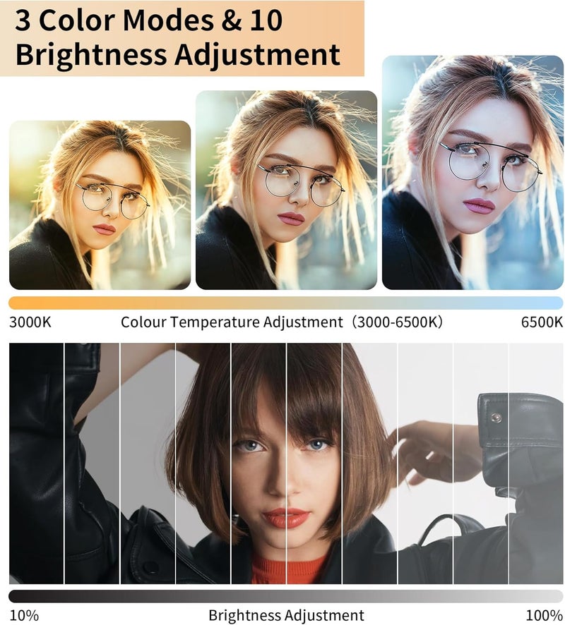 TONEOF Tunov Portable LED Selfie Light with USB-C Charging, 3000-6500K Color Temperature, 3 Lighting Modes & 10 Brightness Levels - Image 2