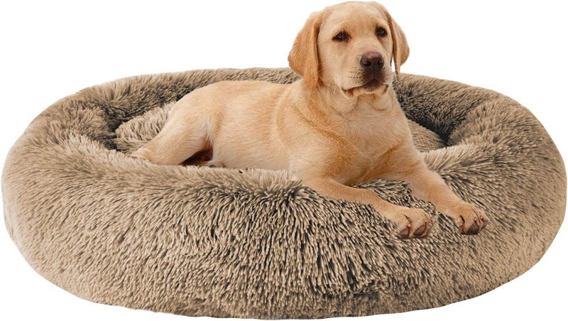 MFox Calming Dog Bed (L/XL/XXL/XXXL) for Medium and Large Dogs Comfortable Pet Bed Faux Fur Donut Cuddler Up to 25/35/55/100lbs - Image 1