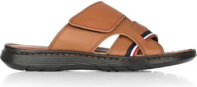 يو اس بولو اسن Dean Genuine Real Leather Tan Anatomical Sole Men's Slippers
