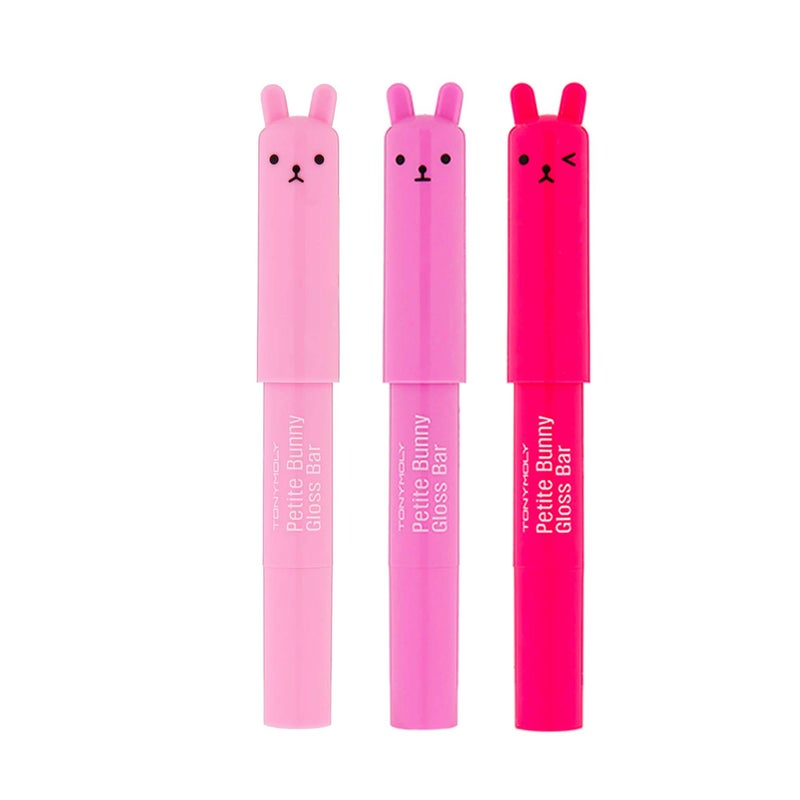 TONYMOLY Petit Bunny Lip Gloss for Women Long Lasting Lip Crayon Korean Lips Gloss Vitamin E Enriched Soften  Moisturize Lips 3 pk
