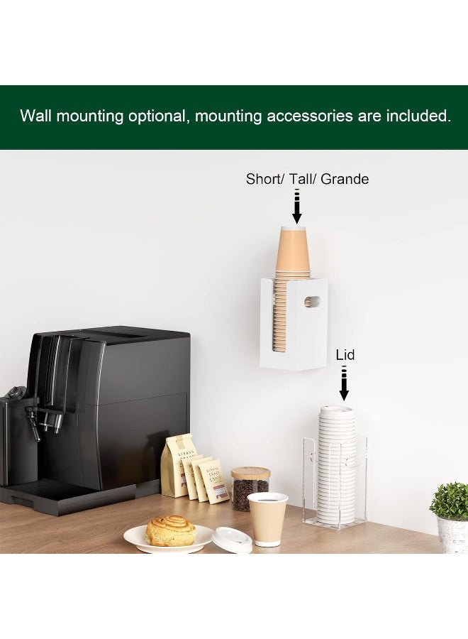 TPGP Disposable Coffee Cup Dispenser With Handles, Countertop Or Wall Mount Hot/Cold Drink Cup And Lid Holder - Bathroom/Kitchen/Office Acrylic Cup Lid Storage Organizer  - Image 4