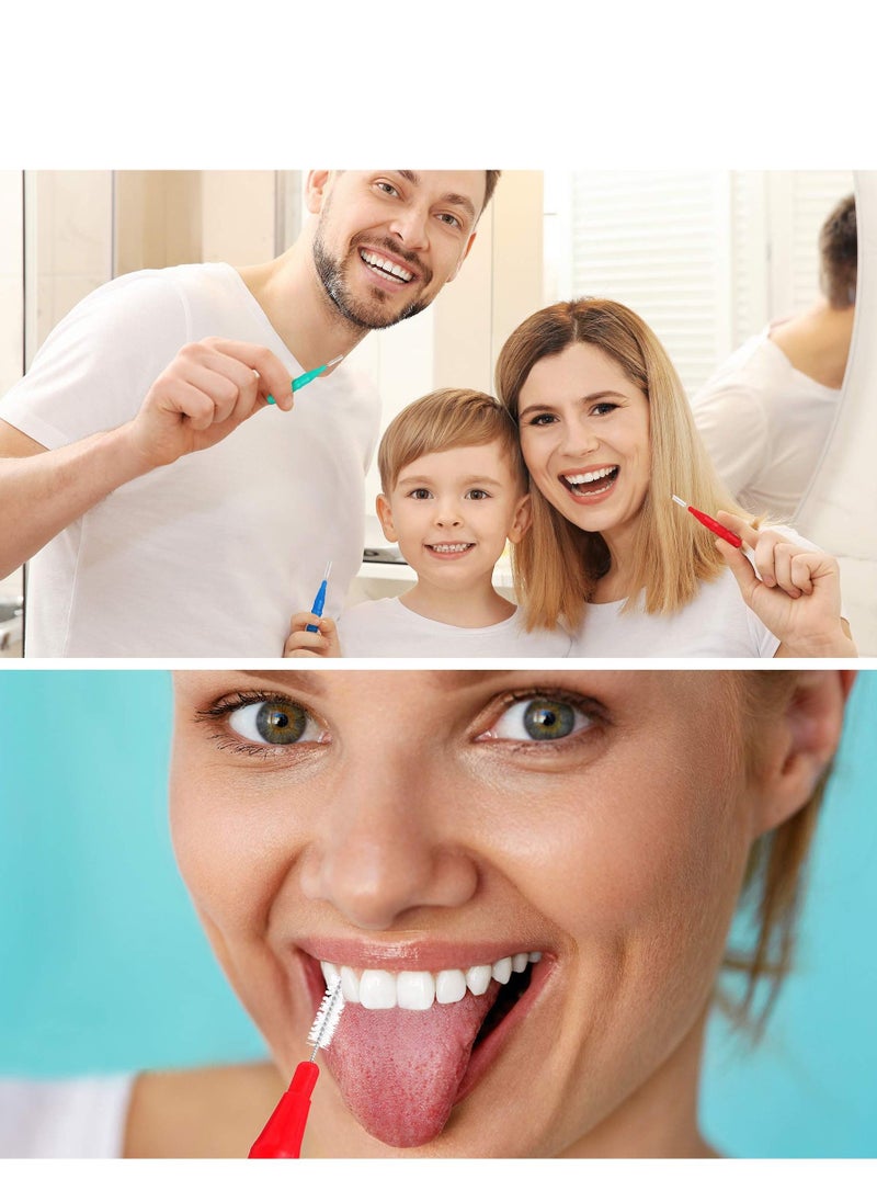 Y&D - Tooth Gap Brush, 50 Pieces of Toothpick Floss Head Oral Hygiene Brush Colored 0.7-1.2mm Braces Cleaning Clean White (Green, Blue, Orange, Red, Light Blue) - Image 1