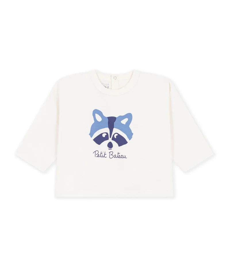 Petit Bateau Babies' Long-Sleeved Plain Cotton T-Shirt With A Motif
