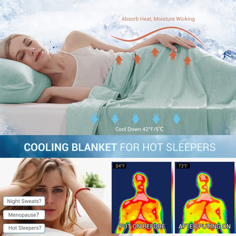 بطانية تبريد للنوم الساخن بحجم كوين حجم مسيرة قوس القوس بارد بارد مع تصميم مزدوج على الوجهين ياباني ألياف التبريد تمتص الجسم بطانية باردة ناعمة لسرير النوم الصيفي - Image 2
