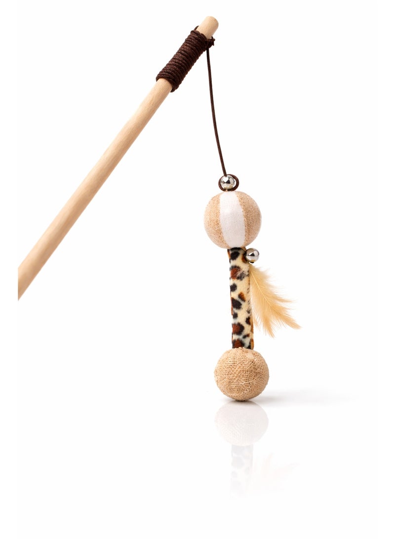 Petto Cat Teaser Toy – Interactive Wand with Feather and Ball Attachments - Image 2