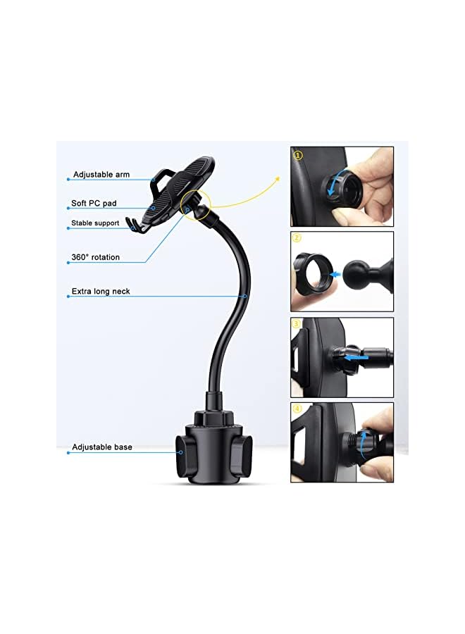 Zaboon Phone Holder for Car, Freely Adjustable Base, Mobile Phone Holder With Flexible Gooseneck, Universal Compatible With iPhone 11 Pro XS Max XR X 8, Samsung Galaxy S10 Plus S9 S8 S7 Note 10 - Image 4