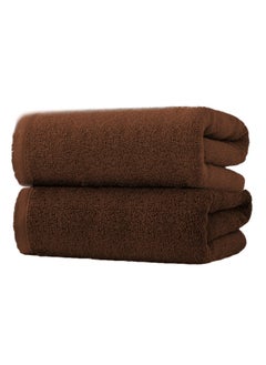 MAXQON Pack Of 2 - Beach Towel - 100% Cotton 600 GSM Over Sized (90x180cm), Highly Absorbent Bath Sheet For Pool, Beach, Fitness, Sports, Yoga, Color-Brown  - Image 1