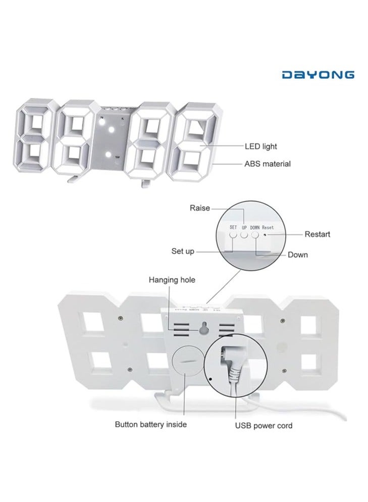 ساعة حائط رقمية ثلاثية الأبعاد LED للطاولة وساعة منبه لسطح المكتب وضوء ليلي للمنزل وغرفة المعيشة والمكتب  - Image 3