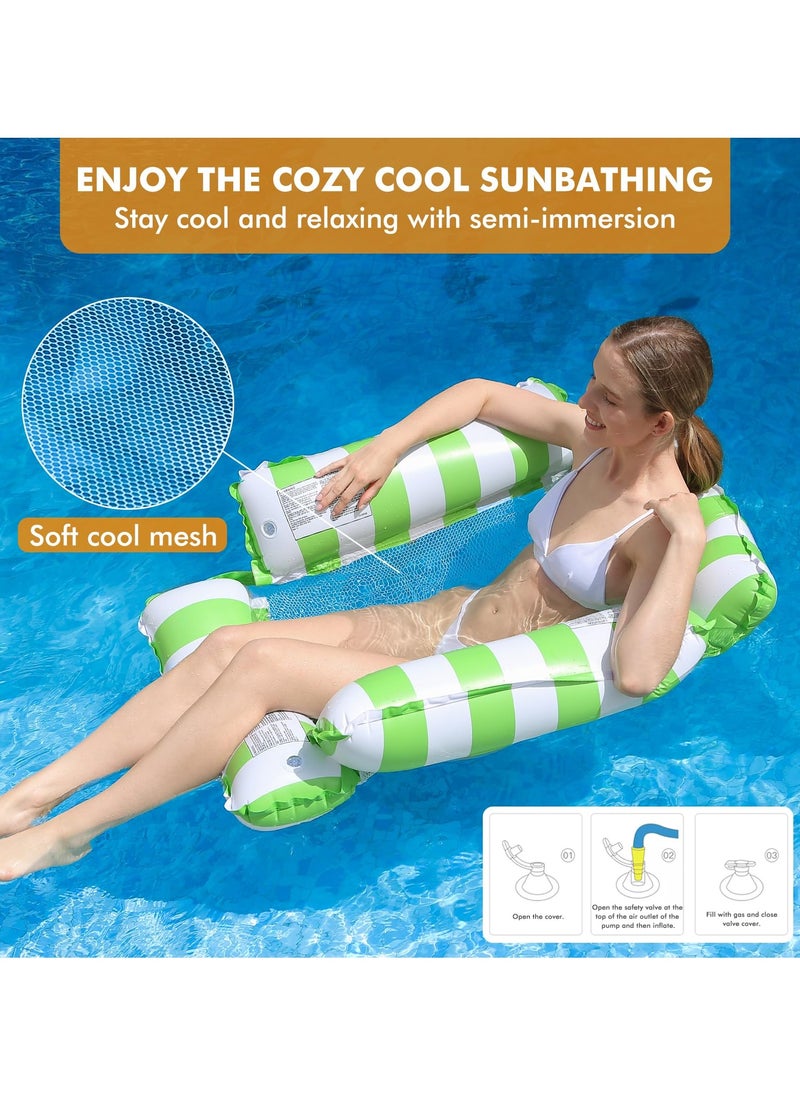 Inflatable Pool Float Chair Lounge for Adults and Kids Floating,Stripe Pattern Float Hammock for Pool Party Summer Water Fun