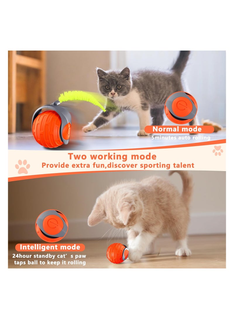 لعبة للقطط كرة تفاعلية للقطط التي تشعر بالملل في الاماكن المغلقة، قابلة للدوران التلقائي، مقاومة للسقوط وتجنب العوائق، وضعين للتعديل وذيل منفوش - Image 4