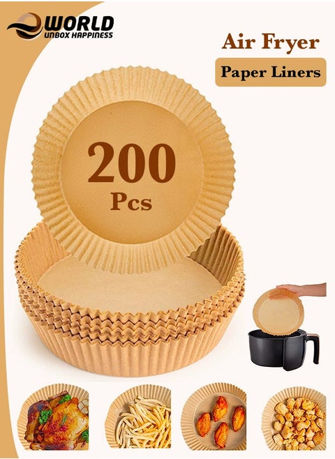 Pack of 2 Disposable Parchment Paper Plates, Non Stick Air Fryer Liners for Serving Food, 200 Pieces