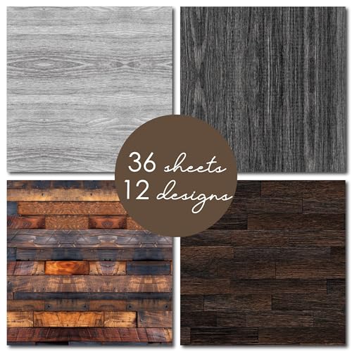 Desecraft Vintage Wood Texture 12x12 Scrapbooking Cardstock Decorative Paper for Card Making Background Origami Textured Decorative Scrapbook Paper Scrapbook Materials Supplies - Image 4
